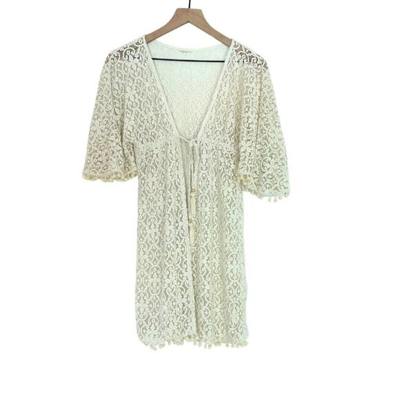 Patbo Vintage Crochet Cover Up Off White O/S - Picture 2 of 12